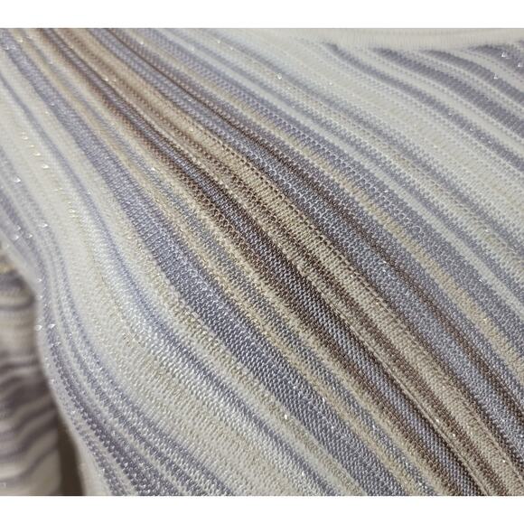 White House Black Market Gray Tan Metallic Asymmetrical Hem Top Small Boat Neck - Picture 5 of 6